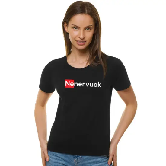 Sieviešu melns T-krekls Nenervuok JS/SD211