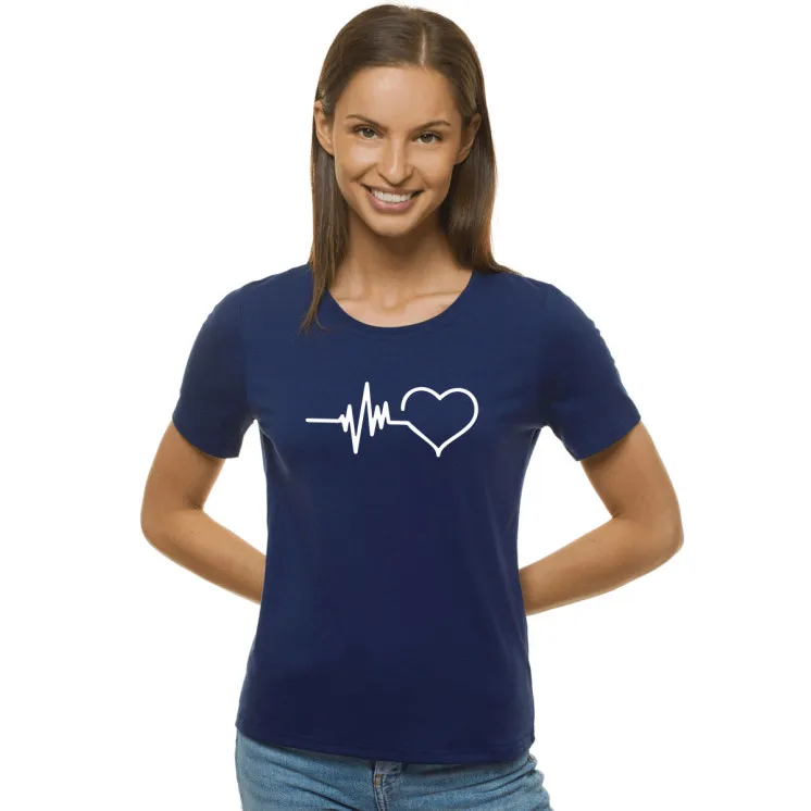 Sieviešu tumši zils t-krekls Heartbeat JS/SD211