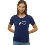 Sieviešu tumši zils t-krekls Heartbeat
