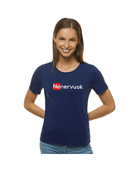 Sieviešu tumši zils T-krekls Nenervuok