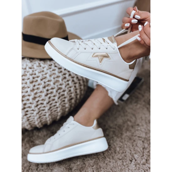 Sieviešu balti ikdienas apavi ar zelta detaļām Star ZY0148