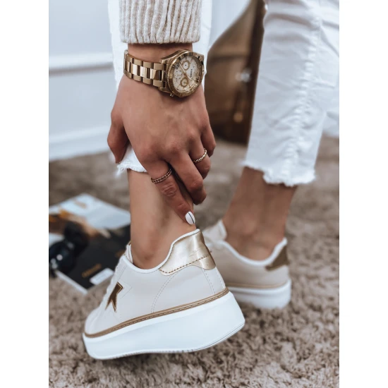 Sieviešu balti ikdienas apavi ar zelta detaļām Star ZY0148