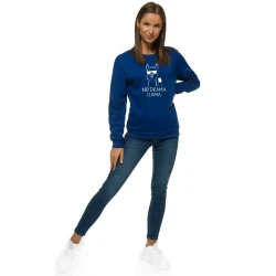 Tumši zils sieviešu džemperis ar kapuci No drama Lama