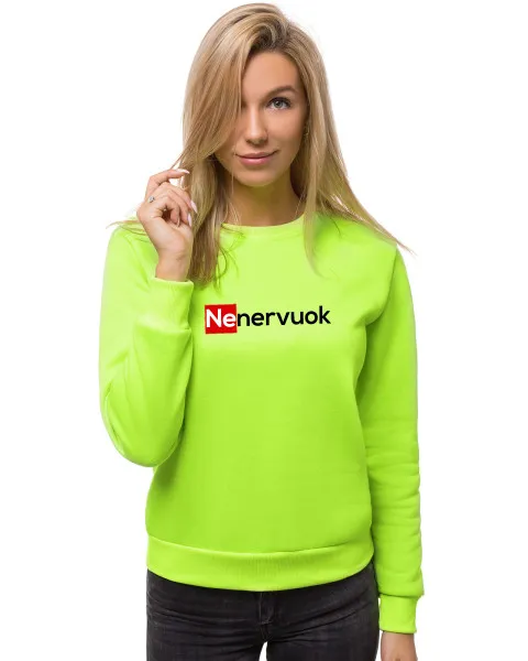 Moteriškas žalias neoninis džemperis Nenervuok