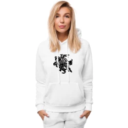 Baltas moteriškas džemperis su gobtuvu "Vytis"