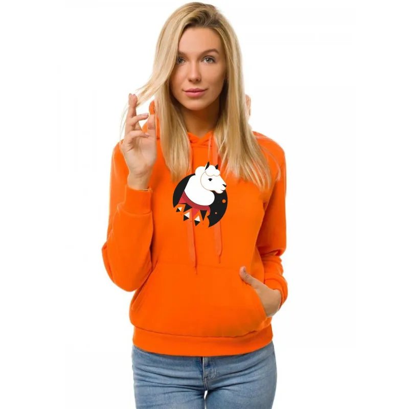 Oranžs sieviešu džemperis ar kapuci Llama JS/W02 Premium