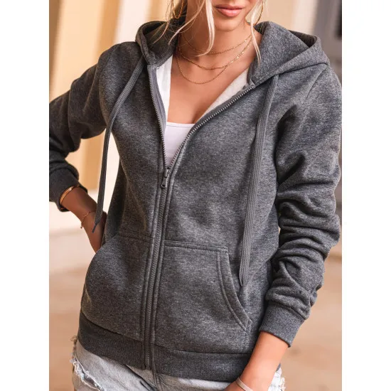 Damski sweter z kapturem w kolorze ciemnoszarym Look JS/W03