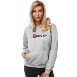 Pilkas moteriškas džemperis su gobtuvu "Nenervuok"