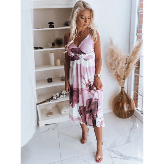 Akcija Balta sieviešu kleita ar rozā puķēm 