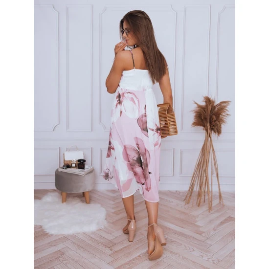 Akcija Balta sieviešu kleita ar rozā puķēm 