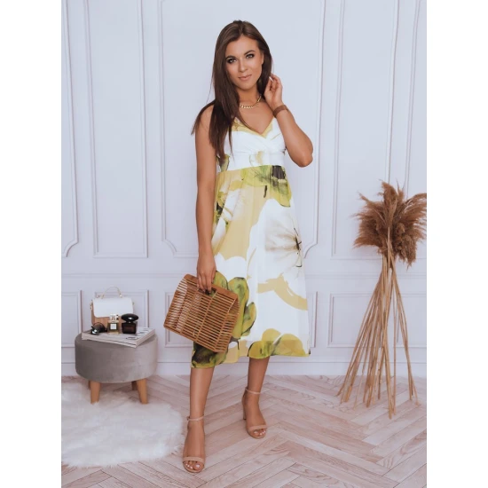 Akcija: Ladybird balta kleita ar zaļiem ziediem EY1819