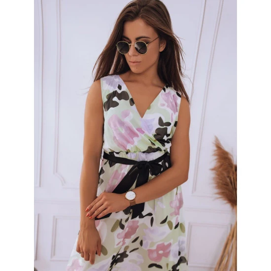 Izpārdošana Sieviešu kleita Ulala baltā krāsā ar tumšiem ziediem EY1904