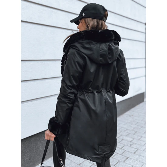 Sieviešu melna jaka ar melnu kažokādu Arctic TY3986