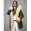 Zaļa ziemas jaka ar kažokādu Sater JS/5M3187/136