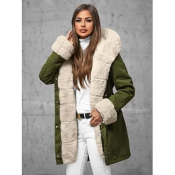 Zaļa ziemas jaka ar kažokādu Sater