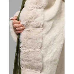 Zaļa ziemas jaka ar kažokādu Sater