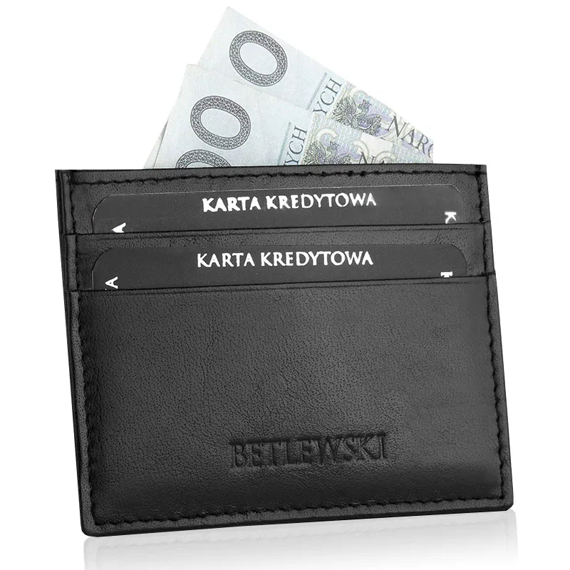 Izpārdošana BETLEWSKI® ādas kredītkaršu futrālis (melns) BE-08 Premium