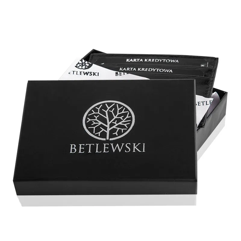 Izpārdošana BETLEWSKI® ādas kredītkaršu futrālis (melns) BE-08 Premium