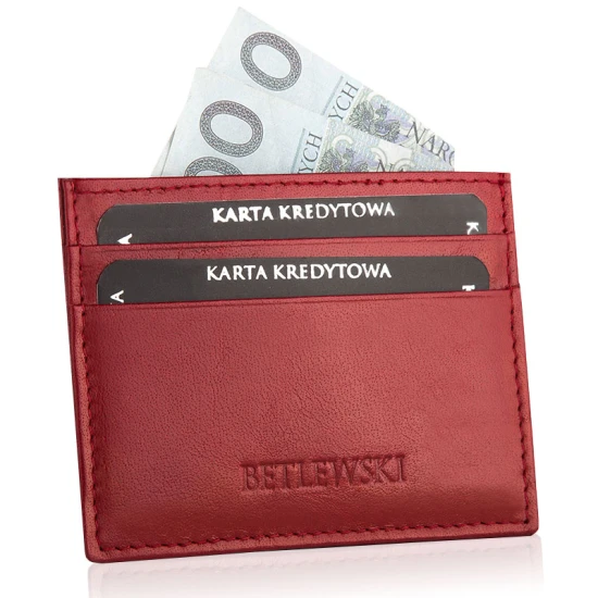 Izpārdošana BETLEWSKI® ādas kredītkaršu futrālis (sarkans) BE-08 Premium