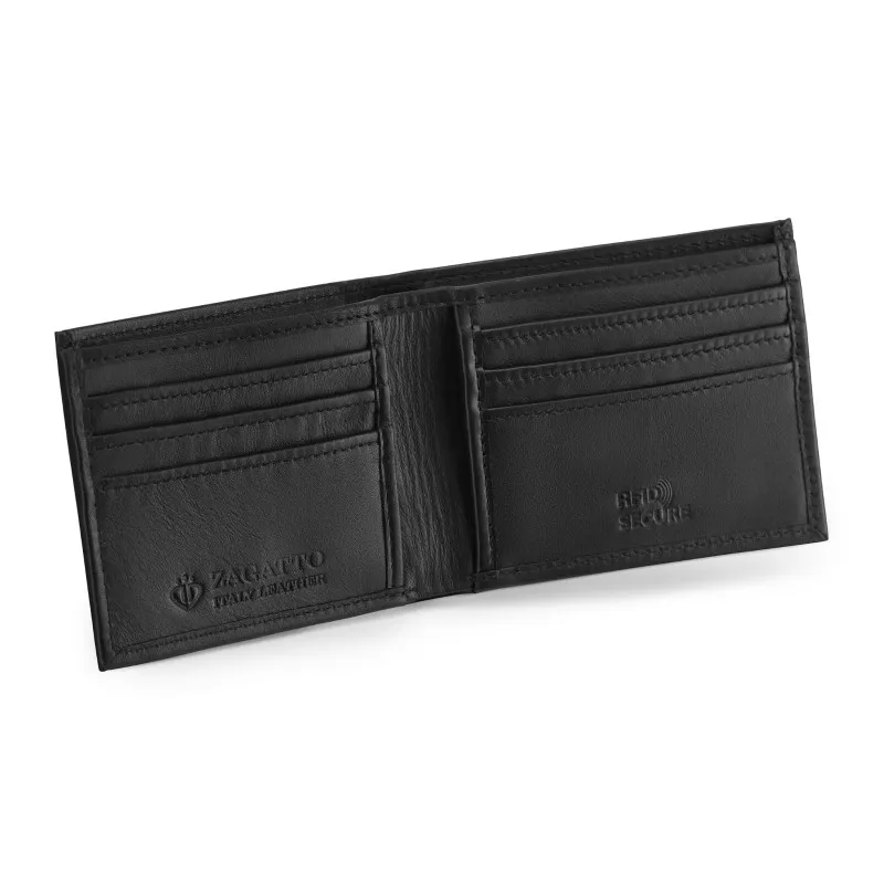 Vīriešu dabīgās ādas maks Damian (melns ar zilu) N054-W blue Premium