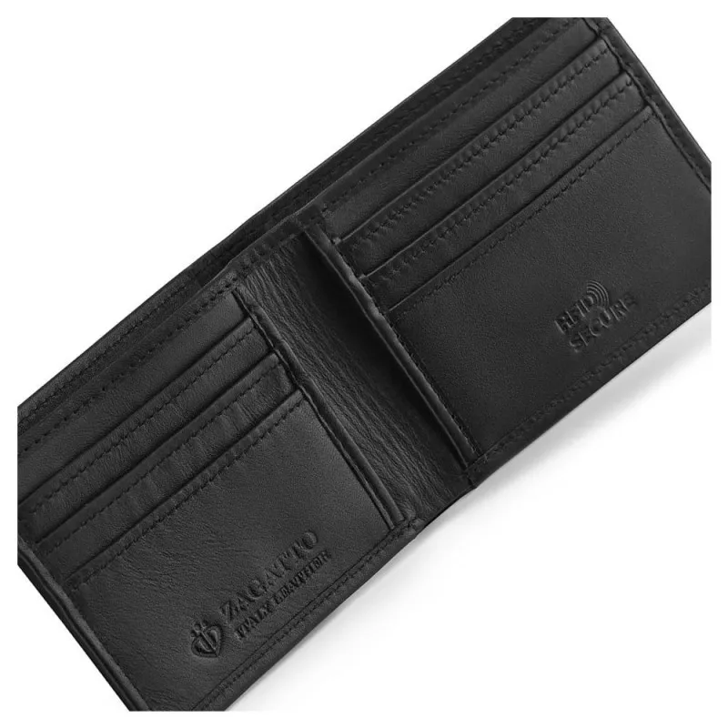 Vīriešu dabīgās ādas maks Damian (melns ar zilu) N054-W blue Premium