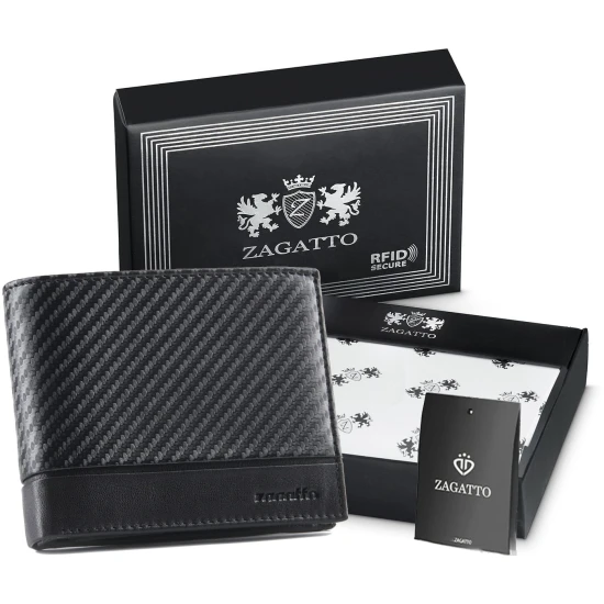 Vīriešu dabīgās ādas maks Carbon (melns) ZG-N992-F7 Premium