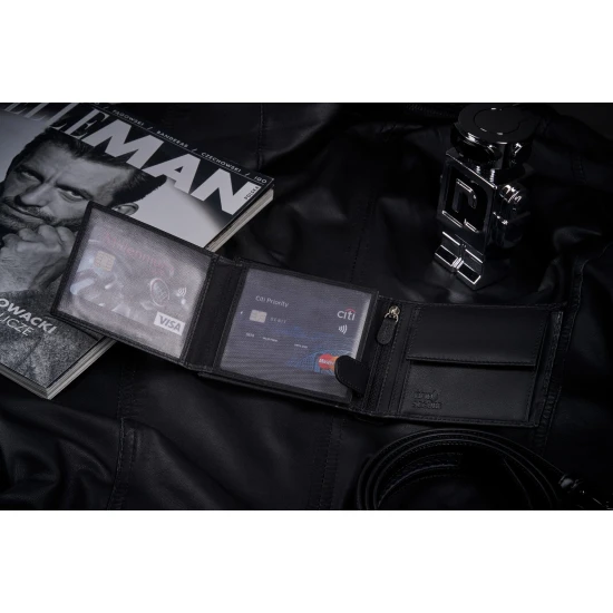 Vīriešu dabīgās ādas maks Carbon (melns) ZG-N992-F7 Premium