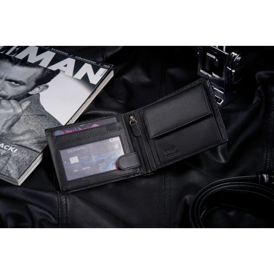 Vīriešu dabīgās ādas maks Carbon (melns) ZG-N992-F7 Premium