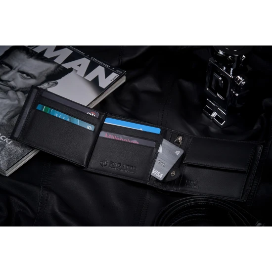 Vīriešu dabīgās ādas maks Carbon (melns) ZG-N992-F7 Premium