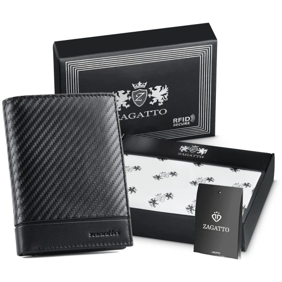 Vīriešu dabīgās ādas maks Noah (melns) ZG-N4-F7 Premium