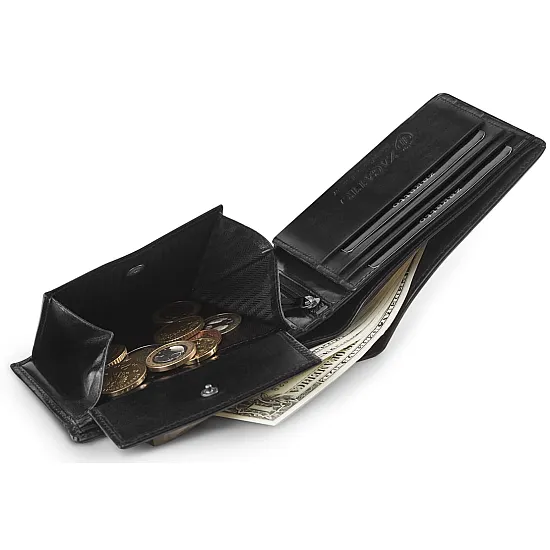 Vīriešu dabīgās ādas maks Scott (melns) ZG-062-BAR Premium