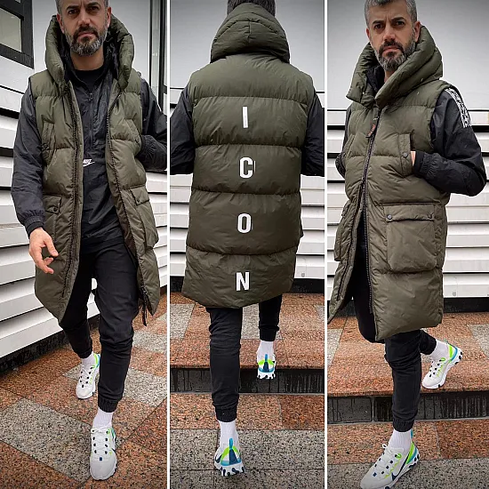 Vīriešu haki krāsas jaka ar kapuci Fegol PK4562 Premium