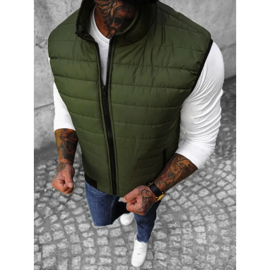 Stepēta vīriešu haki krāsas veste Lider JS/MY77