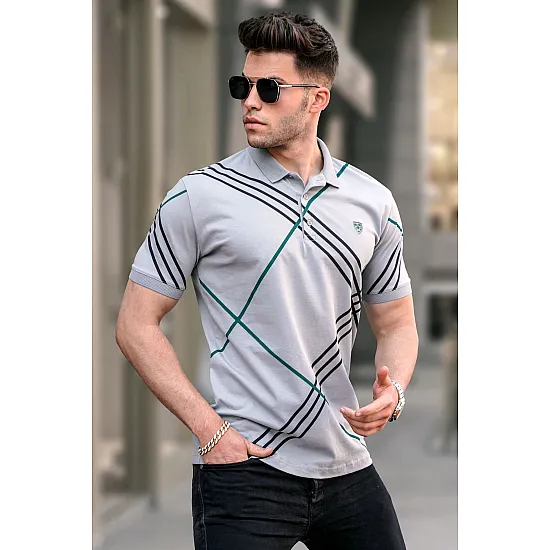 Mens gray polo shirt Zol PK5870 Premium