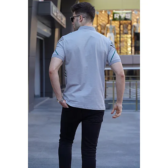 Mens gray polo shirt Zol PK5870 Premium