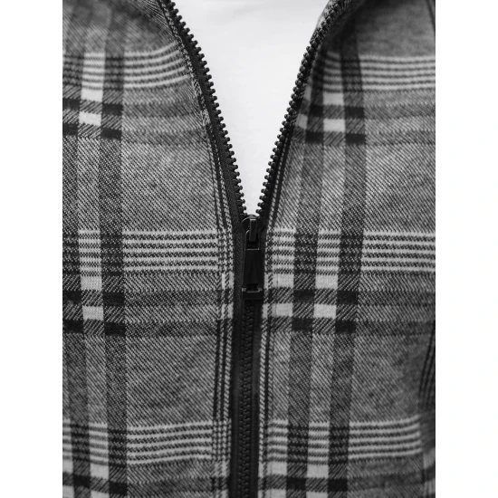 Tumši pelēka vīriešu kreklu stila jaka ar kapuci Rori O/3A58 Premium