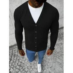 Melns vīriešu džemperis ar pogām Otom