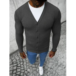 Tumši pelēks vīriešu džemperis ar pogām Otom
