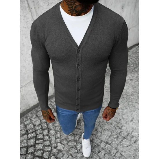 Tumši pelēks vīriešu pogāms džemperis Otom NB/MM6006/3