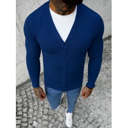 Zils vīriešu džemperis ar pogām Otom