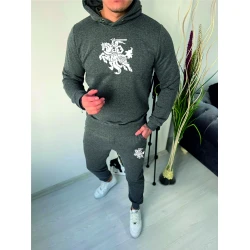 Tumši pelēks vīriešu sporta komplekts ar kapuci Vytis
