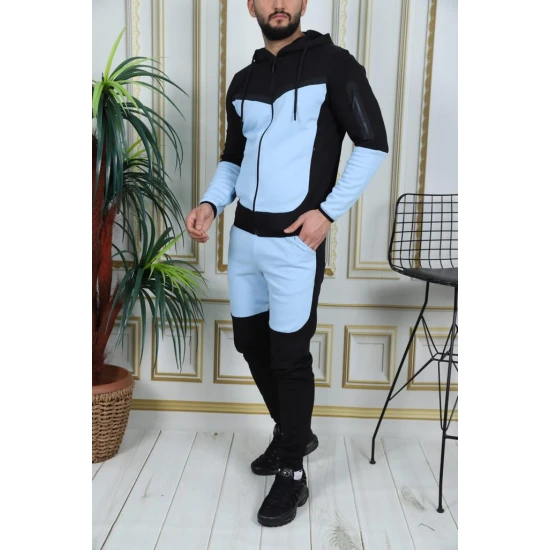 Vīriešu treniņtērps melns - gaiši zils Rener PK3006 Premium