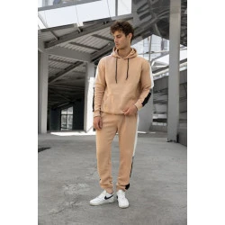 Bēšs vīriešu komplekts ar baltu svītru Core