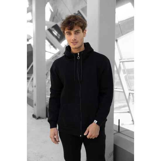 Melns vīriešu komplekts ar kapuci Zipos PK3025 Premium