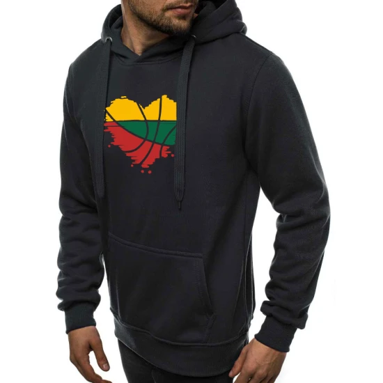 Akcija Vyriškas juodos spalvos džemperis su gobtuvu LTU JS/2009