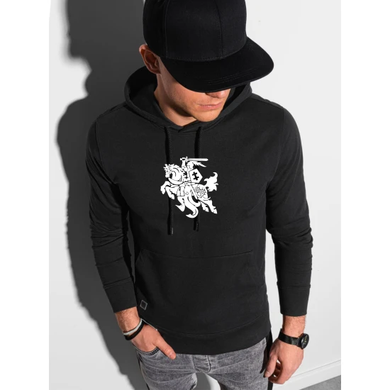 Juodos spalvos džemperis su gobtuvu 