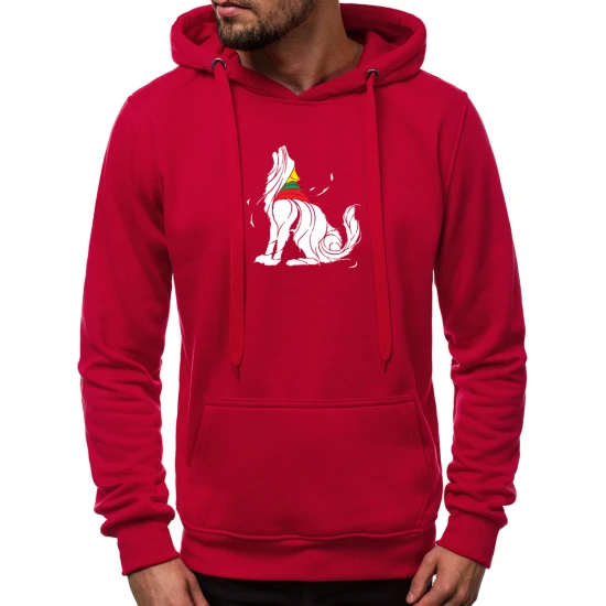 Bordo spalvos vyriškas džemperis su gobtuvu 