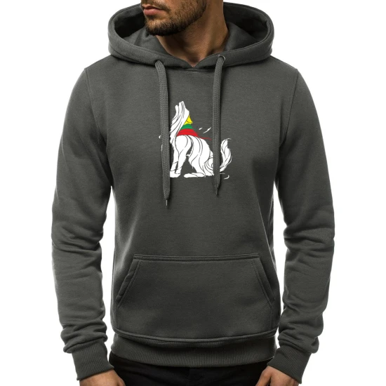 Vīriešu svīteris ar kapuci grafīta krāsā Wolf Džemperi ar kapuci