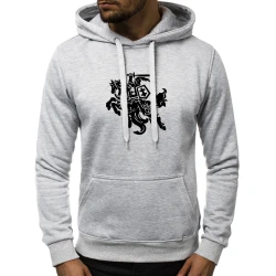 Pilkos spalvos vyriškas džemperis su gobtuvu "Vytis"