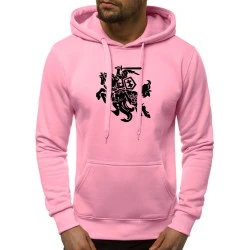 Šviesiai rožinis vyriškas džemperis su gobtuvu "Vytis"
